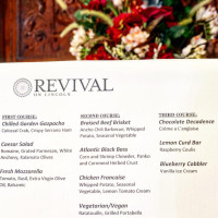 Revival On Lincoln menu