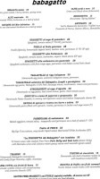 Babagatto Italian menu