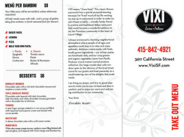 Vixi Cucina Italiana menu