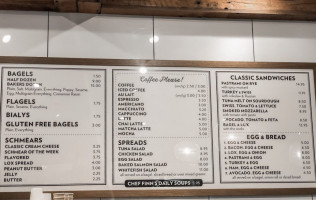 Finns Bagels menu