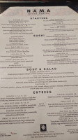 Nama Asian Fusion menu