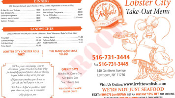 Lobster City Of Levittown menu