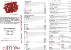 Eastern Touch At Anstruther menu