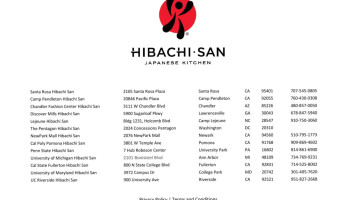 Hibachi-san menu