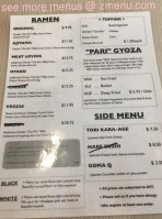 Akedo Showten Ramen+gyoza menu