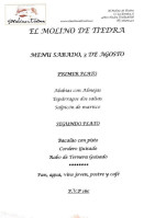 Molino De Tiedra menu