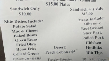 Clyde's Southern Wood Fired Barbeque menu