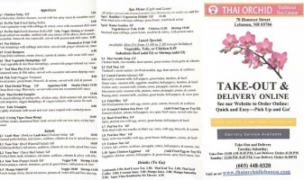 Pim's Thai Orchid menu
