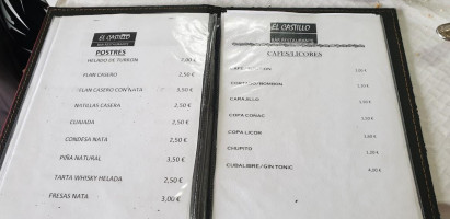 Bar Restaurante Y Carniceria El Castillo menu