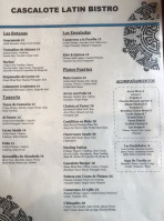 Cascalote Latin Bistro Inc menu