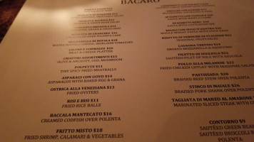 Bacaro menu