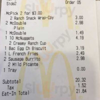 Mcdonald's menu