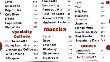 Bohemia Tea Coffee menu