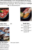 Shion 69 Leonard Street menu