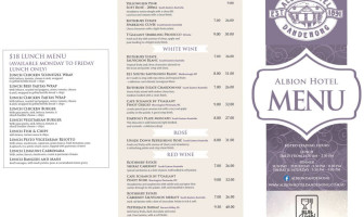 Albion Hotel menu