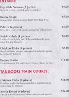 Lucky Indian menu