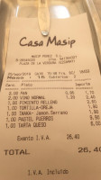 Bar Y Restaurante Casa Masip menu