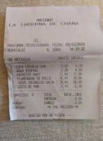 La Taberna De Chana Moratalaz menu