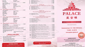 Chinees-indisch Palace, menu