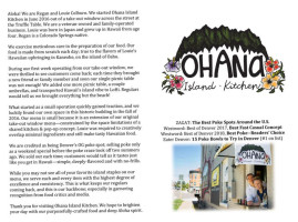 Ohana Island Kitchen menu