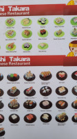 Sushi Takara menu