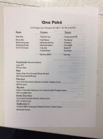 Ono Poke menu