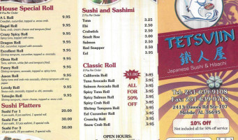 Tetsujin Japanese Sushi Hibachi menu