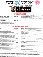 Fujiyama Sushi menu