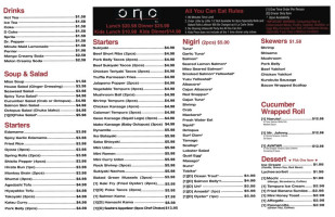 Ono Sushi menu