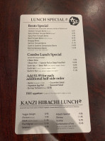 Kanzi Sushi Hibachi menu
