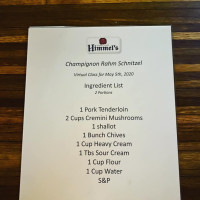 Himmel's menu