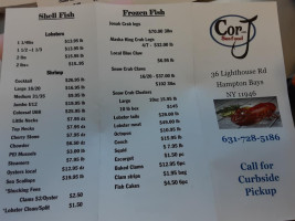 Cor-j Seafood menu