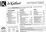 De Kastaar menu