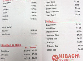Hibachi Express menu