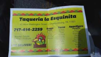 Taqueria La Esquinita menu
