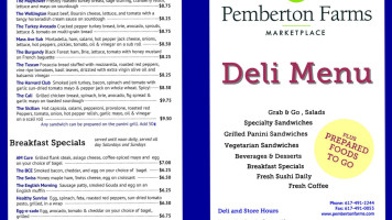 Pemberton Farms Marketplace menu