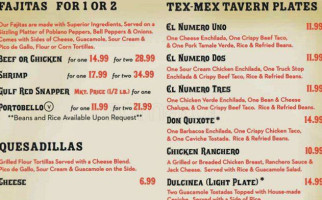 La Mancha Tex Mex Tavern menu