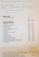 Pannenkoekschip Volharding menu