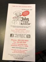 John The Baker menu