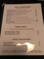 Kevin's Sushi Thai menu