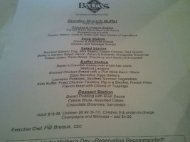 Bailey's Seafood Grill menu