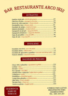 Bar Restaurante Arco Iris menu