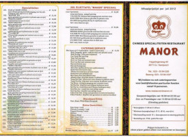 Chinees-indisch Manor B.v. Santpoort-noord menu