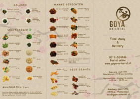Goya Oriental menu