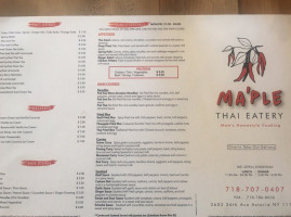 Maple Thai Eatery menu