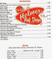 Holmes Hotdogs Catering menu
