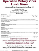 American Legion menu