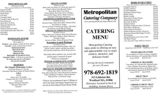 Metropolitan Catering menu
