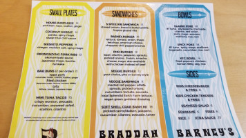 Braddah Barney's menu