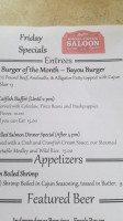 Shoal Creek Saloon menu